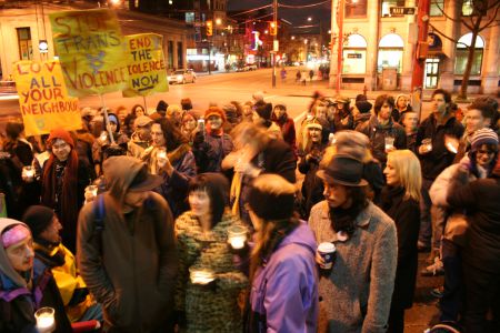 2010 Vancouver Transgender Day of Remembrance - in front of The Carnegie Community Center (just before the march down Hastings)