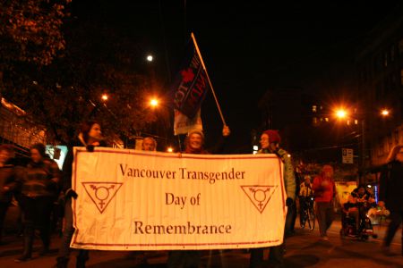 2010 Vancouver Transgender Day of Remembrance - marches down Hastings to SFU Harbour Centre  