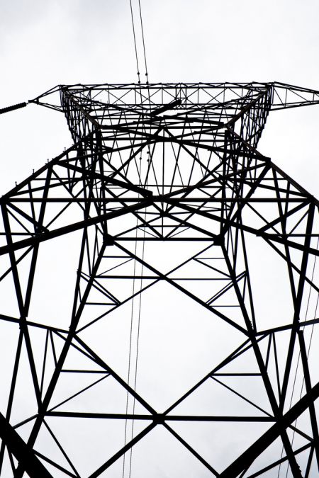 Transmission line near Harrison Lake. Photo by Gavin Schaefer