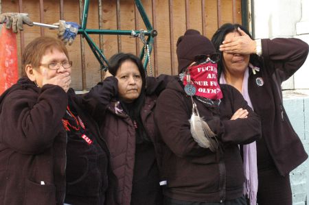 Chili Bean, second from left. Pigeon Park, Vancouver // Photo by Dawn Paley
