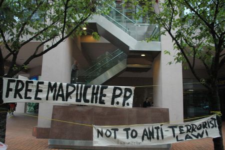 Banners in front of the Chilean Consulate in Vancouver