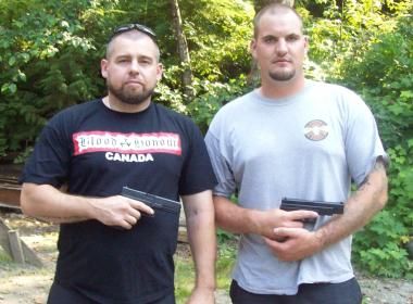 Jan Korinth, on right, was killed in Surrey, BC, on March 17, 2012.  Fellow Blood & Honour member Shawn MacDonald is on left.