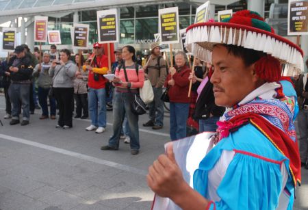 Wixarika man in solidarity. flux photo