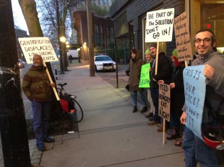 Pickets with Cop Car