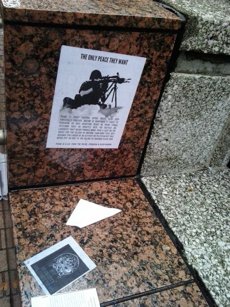 Poster pasted on consolate