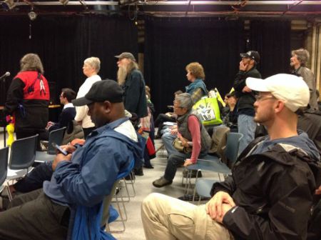 People Line Up to Ask Questions