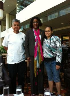 Pau Tuc La Simc, James Louie, at left; IACHR Commissioner Tracey Robinson; and Loni Edmonds.