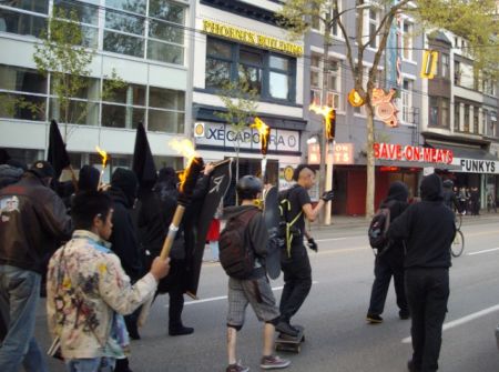 Torches marching down Hastings Street. Torches marching down Hastings Street.