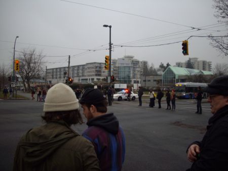 Stopping traffic at University Boulevard and Westbrook Mall.