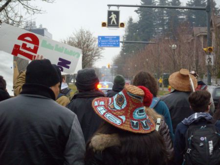 Marching down Westbrook Mall, towards University Boulevard.