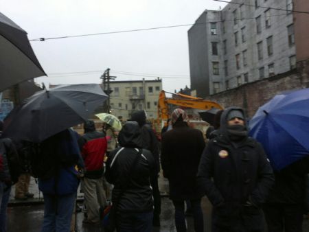 Housing rally outside former Pantages Theatre, Nov 12, 2011