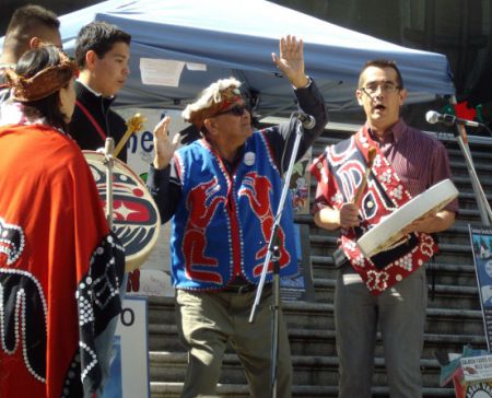 Kwicksutaineuk dancers and singers