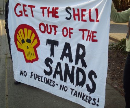 One of the banners used at the Nov 10 rally against Shell oil.