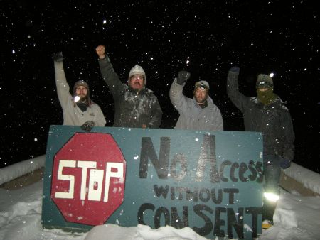 Members of Unis'tot'en camp turn away surveyors, November 20, 2012