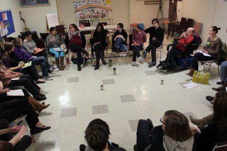 Workshop participants at the WAM! Vancouver Uprising conference. Vancouver, March 31, 2012. Photo: Tami Starlight