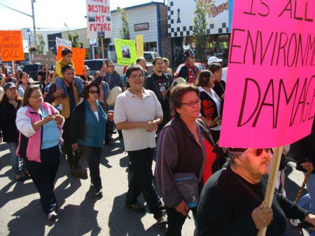 Rally against Enbridge in Prince George organized by the Carrier Sekani Tribal Council. Photo: Toghestiy (Warner Naziel)