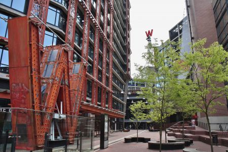 The Woodward's building is home to 536 market-priced condos and a number of high-end retail stores. Only 30 per cent of the building is social housing. Karen Ward of CCAP sees the development as having started a chain reaction of gentrification in the last five years. Photo by Tyson Leonard.