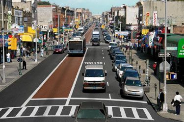 Bus lane in Brooklyn