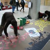 Banner takes shape (hearts being washed into gold bars)