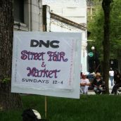 Sign made by the DNC Street Market & Fair Committee