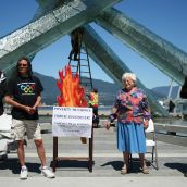 Itchy the bedbug on the far left and members of the Citywide Housing Coalition