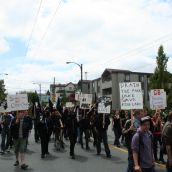 Demo makes its way almost to Hastings St.
