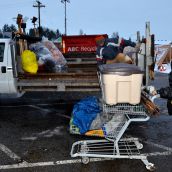 Belongings ready for transport to Sally Ann