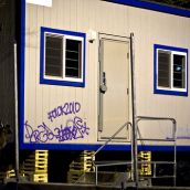 Security Trailer Behind Britannia Arena