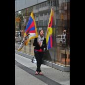 Protesters outside of the China Gold shareholder's meeting