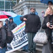 The LGBTQ community of Vancouver standing in solidarity against the plight of the LGBTQ community in Iran. Photo: Masrour Zoghi