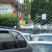 busses and traffic stopped by protest