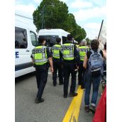 heavy police presence but spirits high