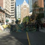 The huge banner rises again, this time across W. Hastings