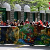 Beautiful 30' banner made by youth in San Miguel Ixtahuacán, Guatemala
