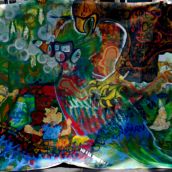 Beautiful 30' banner made by youth in San Miguel Ixtahuacán, Guatemala