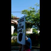Demonstration at Kinder Morgan in Burnaby, BC:  No Pipelines, No Tankers, No Freeways, No Tar Sands!
