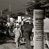 Demonstration at Kinder Morgan in Burnaby, BC:  No Pipelines, No Tankers, No Freeways, No Tar Sands!