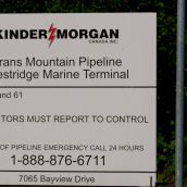 Demonstration at Kinder Morgan in Burnaby, BC:  No Pipelines, No Tankers, No Freeways, No Tar Sands!