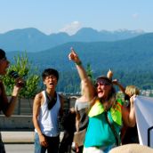 Demonstration at Kinder Morgan in Burnaby, BC:  No Pipelines, No Tankers, No Freeways, No Tar Sands!