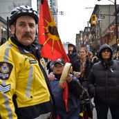 police attempt to block anti-olympic activists