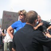 The demonstration soon tore through the gates