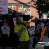 A DTES Neighbourhood Council member points out new condo developments in the area