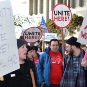 Rally for 160 food workers axed by SFU
