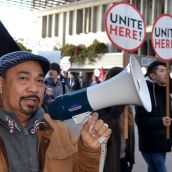 Rally for 160 food workers axed by SFU