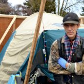 Doug - here since the beginning - made police pay for tent they slashed 