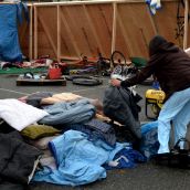 People are still dropping off donations of warm bedding and clothes
