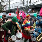 Carnival band. Community March Against Racism. Vancouver, March 18, 2012.