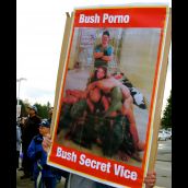 one of the infamous pictures from the Abu Ghraib prison in Iraq 