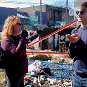 Tami Starlight of the Downtown Eastside Neighbourhoud Council and Van.Act's Nathan Crompton 