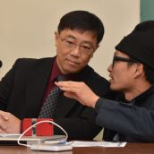 Building advocate David Wong, left, and Instant Coffee artist Jinhan Ko